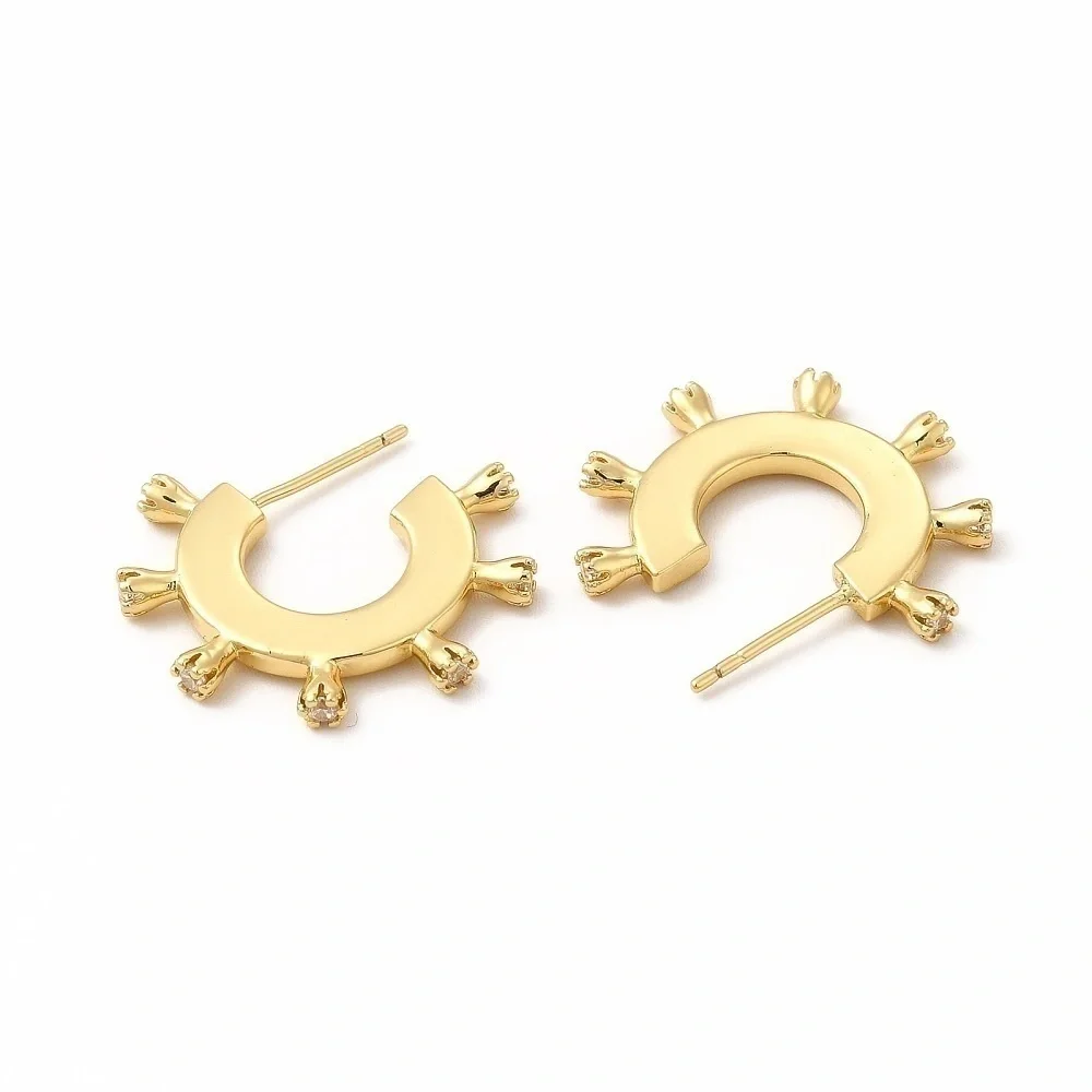 Rack Plating Brass Micro Pave Cubic Zirconia Stud Earrings for Women, Long-Lasti